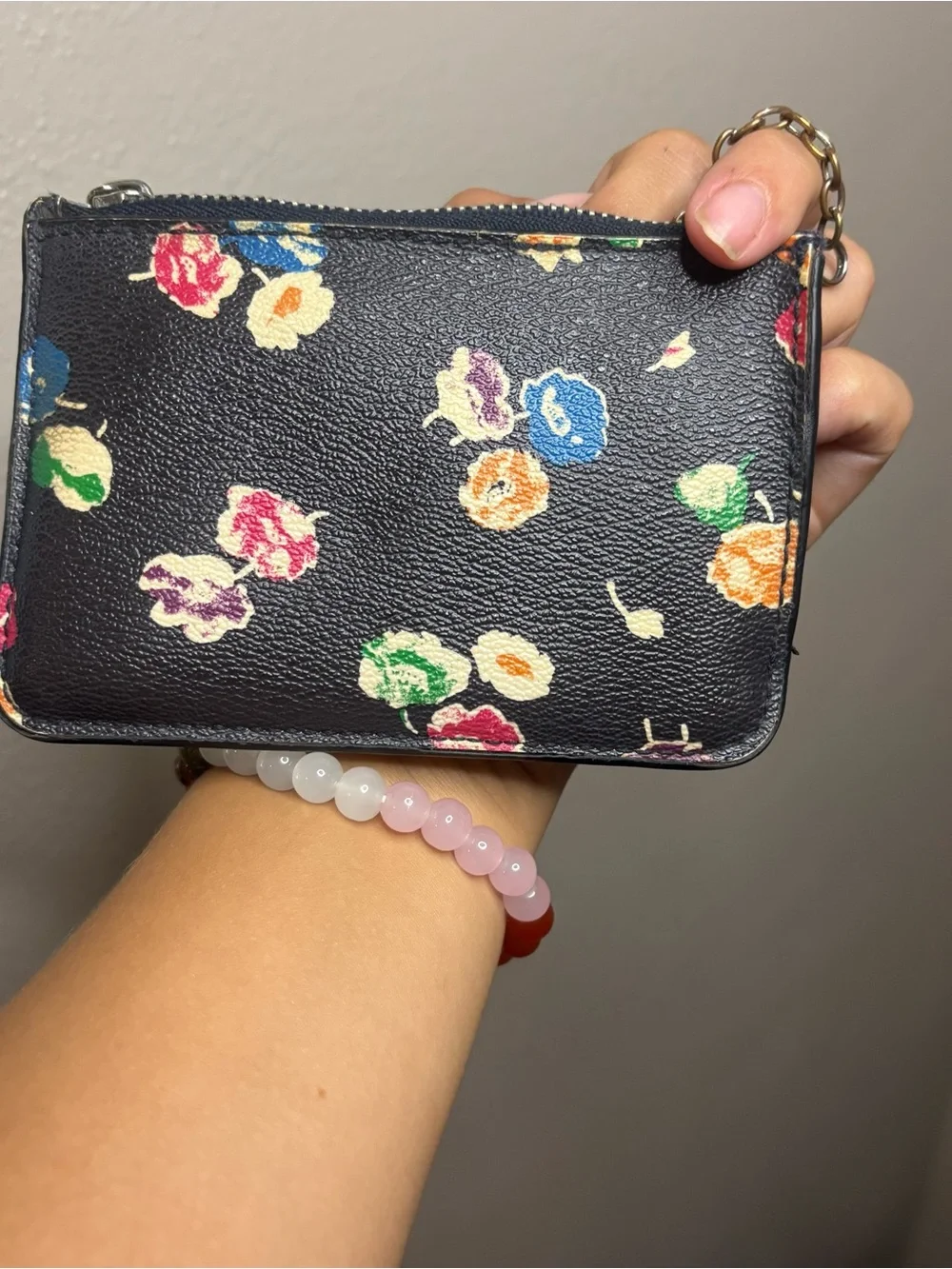 Coach Floral Print Mini Wristlet Key Pouch As Is